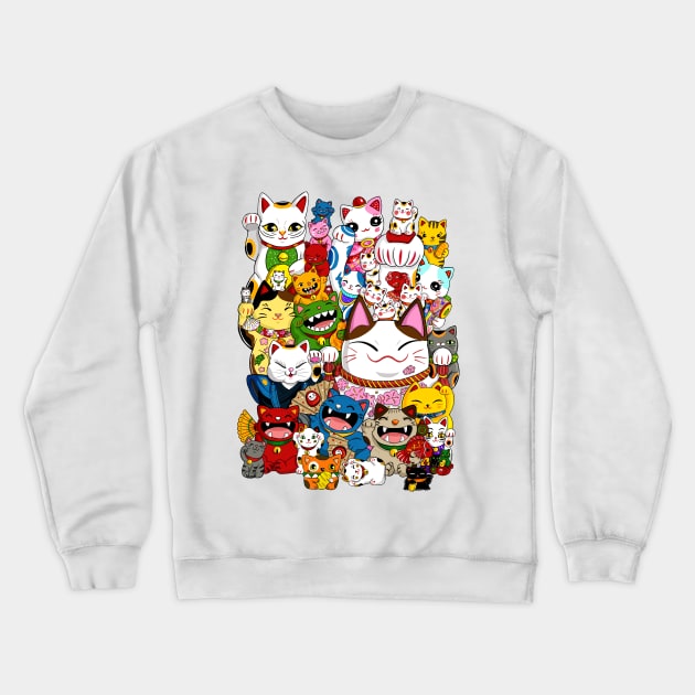 Maneki Neko (Lucky Cat) Collection Crewneck Sweatshirt by Marta Tesoro